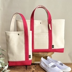 《受注製作》"入園入学2点セット" レッスンバッグ 上履き入れ　名入れチャーム　刻印〈 kinari × red〉