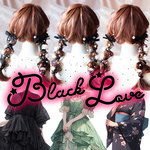 ♡BLACK好きのためのリボンフルールヘッドドレス♡ 　黒　ブラック　リボン　ヘアアクセサリー　ベロア　オーガンジー　サテン　卒業式　袴　浴衣　前撮り　結婚式　ヘッドドレス　プリザーブドフラワー