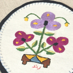 ワッペン ++フラワー・黒++ made by Syrians [WT00085]