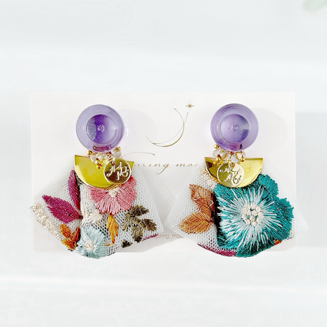 2wayインド刺繍ガラスピアス-violet-