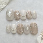 【新春SALE】 simple gold flower ネイル ♡⃜   ネイルチップ　ブライダル　ウェディング　結婚式　成人式 マグネット　ミラーフラワー　ゴールド♡⃜ 