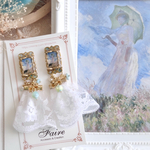 再販🩵モネ『日傘を持つ女』ミニドレス Pierce / Earring ◇ シェル/ ラリマー/ レース