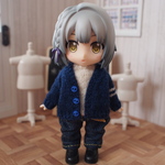 Vネックカーディガン【紺】❤︎handmade❤︎11cmドールサイズ