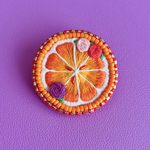 オレンジの刺繍ブローチ🍊🌹✨