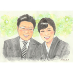 家族の似顔絵【フレーム付】【水彩画】【ご両親贈呈品】【サンクスボード】