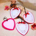 ハート形レースペーパーのメッセージカード♡リボン付き☆4枚セット