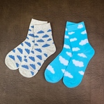 「晴れときどきくもり☁️☀️ 雲柄おもしろ靴下セット（青空＆曇り空）」