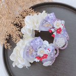 ミニうさちゃんのお花和カチューシャ(ラベンダー) ペット用アクセサリー ペット用カチューシャ ペット用ヘアアクセサリー 撮影会 お正月 ひな祭り 端午の節句 着物コーデ 超小型犬 小型犬 猫 インスタ