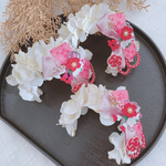 ミニうさちゃんのお花和カチューシャ(レッド系) ペット用アクセサリー ペット用カチューシャ ペット用ヘアアクセサリー 撮影会 お正月 ひな祭り 端午の節句 着物コーデ 超小型犬 小型犬 猫 インスタ