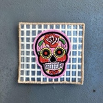 メキシカンスカル✴︎カラベラ刺繍のコースターF