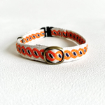 【再入荷】猫の首輪　チロリアンテープ　レトロ柄オレンジ