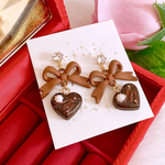 バレンタイン❤️ ハート型チョコレート🍫 リボン🎀 ピアス イヤリング レディースアクセサリー✨️