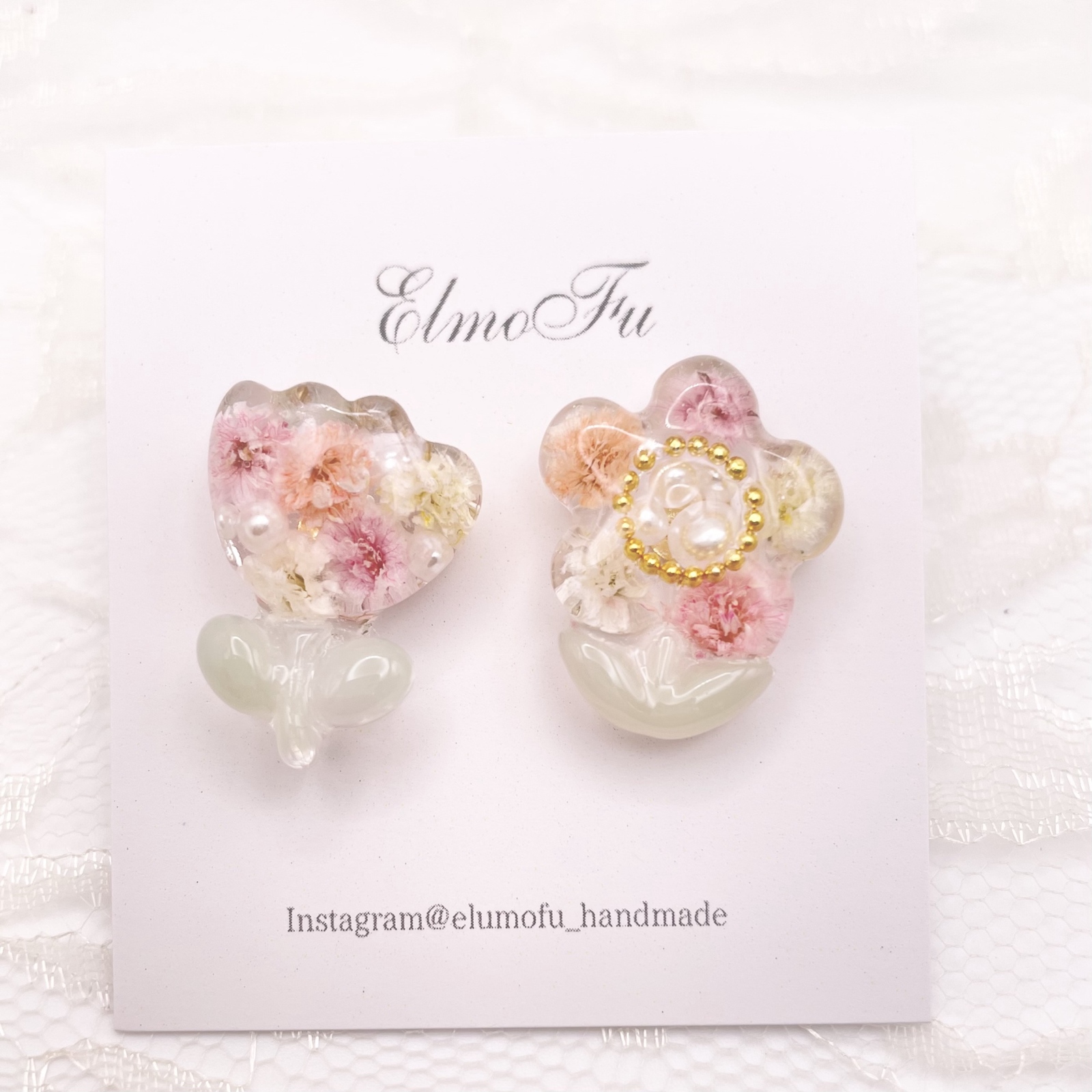 かすみ草　パールブロンピアス　ハンドメイド かすみ草パールブロンピアス | liqui