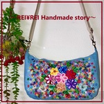 新作！送料無料！お出掛けショルダートート☆３WAY☆手刺繍☆デニム風