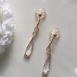 挟むだけで簡単◇ガラスクリスタルチャームのイヤリング◇イヤーカフ　両耳　ゴールド