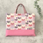 レッスンバッグ 〈 ピンクのハート〉 【 入園 入学 】 手提げバッグ　手提げ袋　ハート柄　カラフル　北欧　キッピス