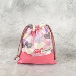 きんちゃく袋 （小）〈ピンクのハート〉 【 入園 入学 】 歯ブラシコップ袋　小物入れ　女の子　かわいい　北欧　カラフル　幼稚園　小学校　保育園