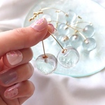 ⚠️訳あり 専用ページ【 再販★人気作品 】- 氷 -   * さくらんぼ * ピアス / サージカルステンレスピアス / イヤリング《クリア》 - 夏のお出かけに -