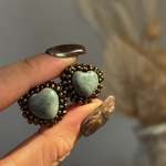 【nature】-heart-   ビーズ刺繍　天然石　ハート　小ぶり