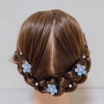 大人気！【Uピン】桜とパールの夢かわヘアピン ブルー