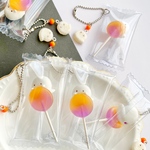 【送料込】オレンジグレープロリポップキャンディとおばけマシュマロのボールチェーン