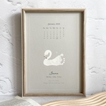 new⌇足形 命名書 / baby poster ローマ字表記【 swan 】/ 手形足形
