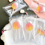 【送料込】ピーチレモンロリポップキャンディとおばけマシュマロのボールチェーン
