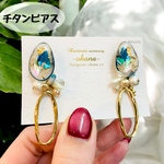 【チタンピアス1点】デザインアートクレール(ブルーライン💙)ビジュー付き