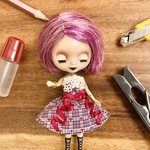 SALE No.63プチブライス用　カクテルリボンドレス　チェック❤︎★柄