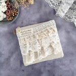 【ｈ様ご予約品】ナチュラルリネンのフレンチアンティークなフリルポーチ　大人可愛いレースのフリルコスメポーチ