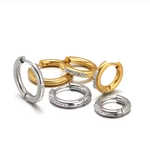 《ステンレス》gold 15mm ジルコンラインピアス【P-1417】