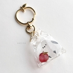 ✨NEW✨🍎受注製作🍎りんごとシマエナガ入りの透明なエコバッグ　キーホルダー(りんごの色が選べます！)