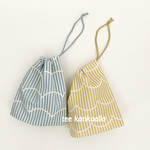 コップ袋 ★ 北欧風 ストライプ（波入り）★  マチ付ききんちゃく袋 