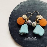 PP666-997ターコイズmagnesite+JASPER*天然石ピアス  ｽﾃﾝﾚｽ   *送料無料* イヤリング＆樹脂ピアス交換OK