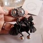 組み合わせ自由♢ ブラックチュール×シルバー♢earring or pierce  