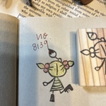 スタンプ　No. 8139筆を持った女の子