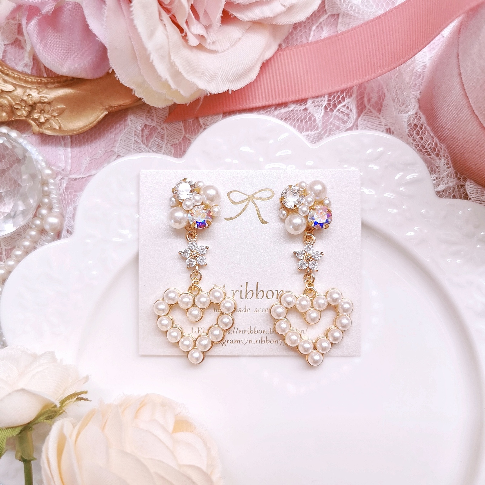 Princess♡スワロフスキービジューハート》ピアス/イヤリング