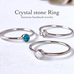 Crystal stone ring 10号/13号 ロジウム スワロフスキー①クリスタル②ホワイトオパール③インディコライト④プロバンスラベンダー