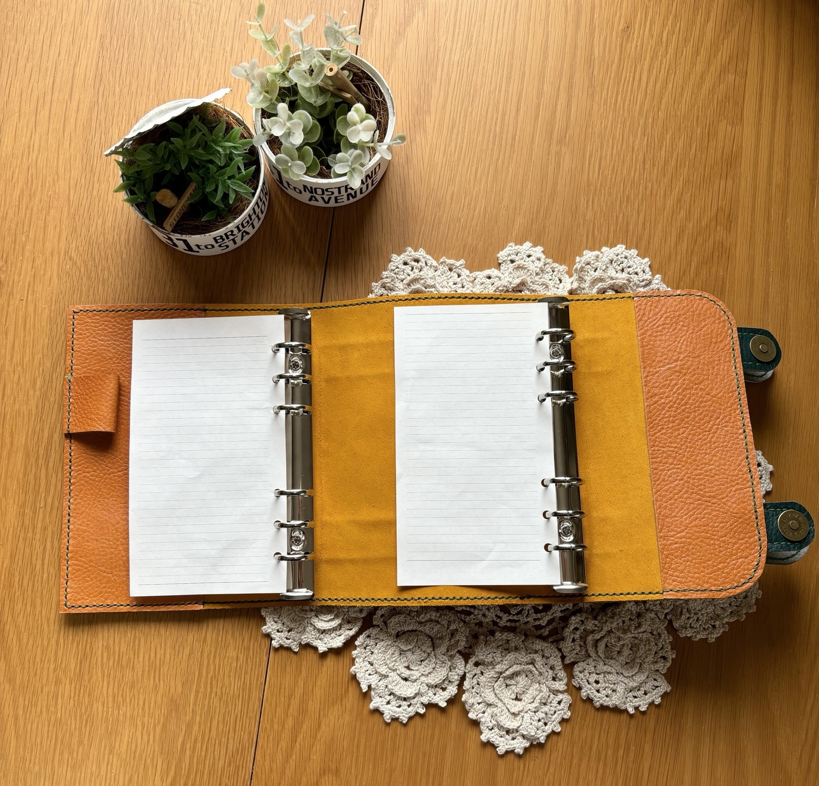 マイクロ5 M5 牛革　ティファニーブルー　システム手帳　トランク型　本革 マイクロ5 M5 牛革 ティファニーブルー システム手帳 トランク型