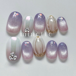 期間限定｜夢見るチューリップ🌷🌙ネイルチップ　春　ブライダル　ウエディング　結婚式　卒業式　入学式　マグネット　フラッシュ　お花見　