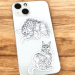 線と猫ステッカー