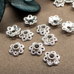 ＊30個＊ 花座 6.5mm 合金製 シルバーカラー ビーズキャップ フラワーキャップ 銀色 bc087