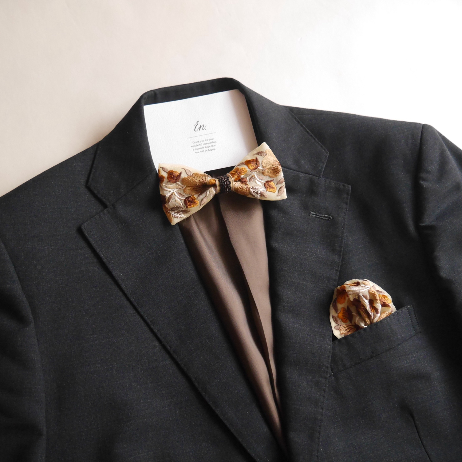 ✳︎ハンドメイド✳︎蝶ネクタイテラゾー柄ブラウン