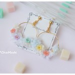 パステル花畑　の　フープイヤリング or　ピアス
