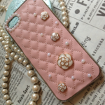 カメリア&パールの上品ケース★iPhone5/5S/4/4S 