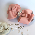 ♡100！✴︎new color✴︎再販3✴︎ふんわり上品リボンバレッタ♡バイカラー♡大人ピンク×グレージュ