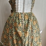 ウィリアムモリス前開きダブルフリルジャンパースカートオレンジ花M～Lサイズ