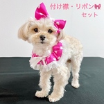 【犬服】犬リボン　犬付け襟　犬ケープ　犬バレンタイン　セット