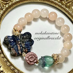 レア✨美しいゼオライトインソーダライト蝶 薔薇 鈴蘭 カーネリアンブレスレット✨