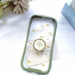 iPhoneケース　スマホケース　スマホリング 付き　押し花スマートフォンケース